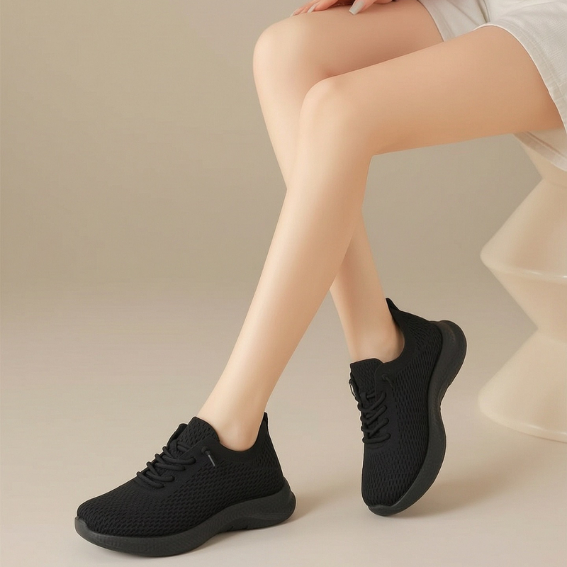 Letnie damskie oddychające but – Knit Fabric Lace Up Sneakers recenzja i cena