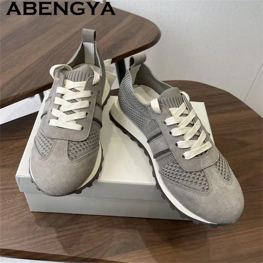 Wyprzedaż wiosenna 2026: Dzian – Knit Fabric Lace Up Sneakers recenzja i cena
