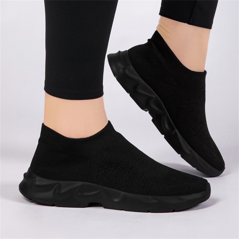 Damskie wsuwane buty do chodze – Knit Fabric Lace Up Sneakers recenzja i cena