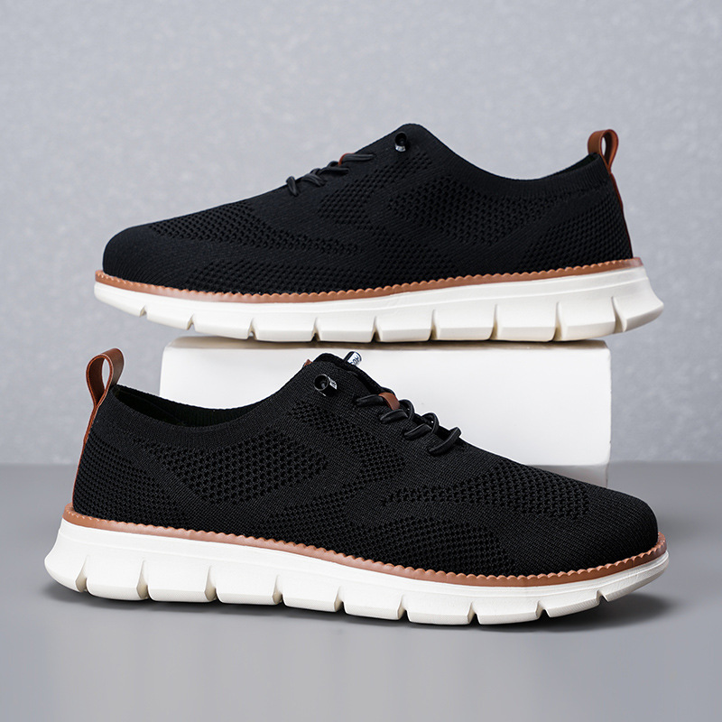 Nowe męskie oddychające mokasy – Knit Fabric Lace Up Sneakers recenzja i cena