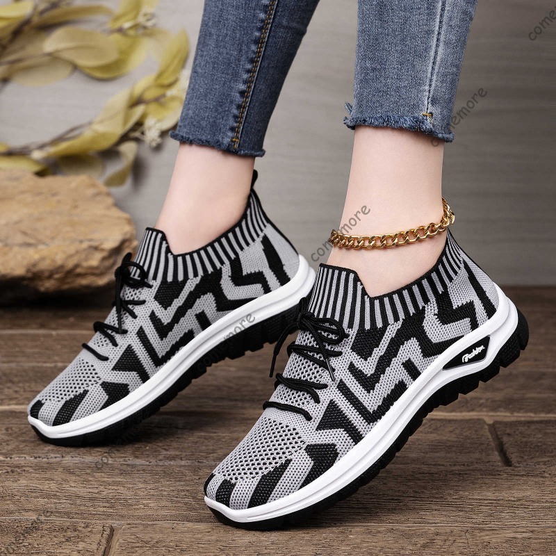 Damskie dzianinowe wsuwane sne – Knit Fabric Lace Up Sneakers recenzja i cena