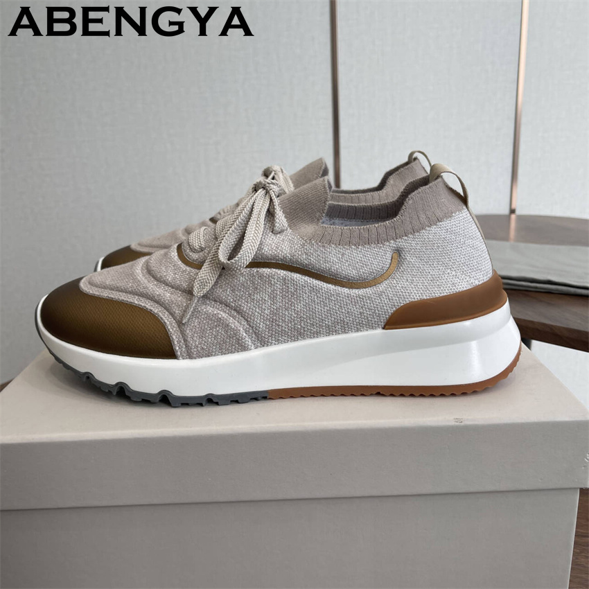 Męskie, wielokolorowe, dzierga – Knit Fabric Lace Up Sneakers recenzja i cena
